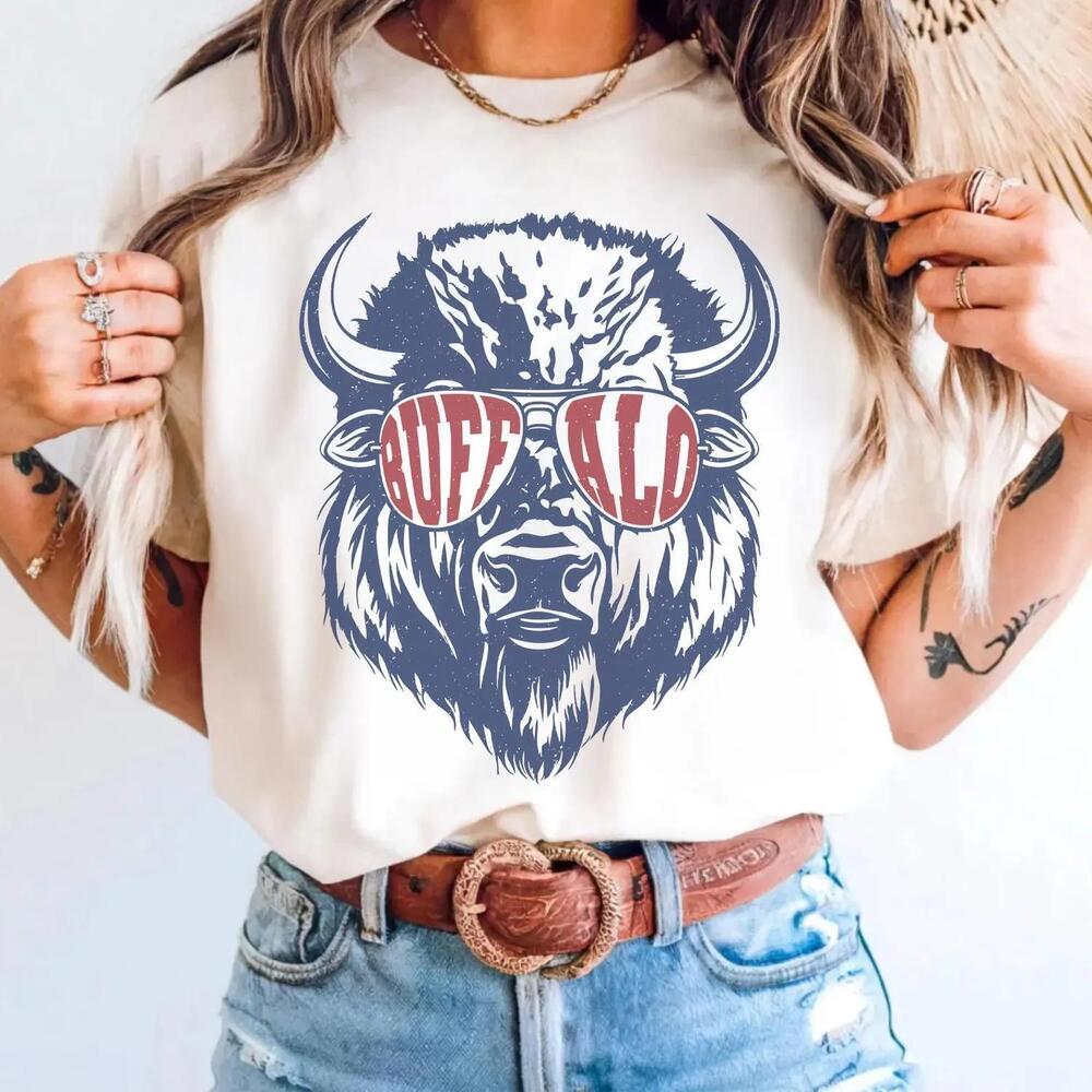 Retro Buffalo Football Womens Fan Trendy Girl Sports Mascot Shirt